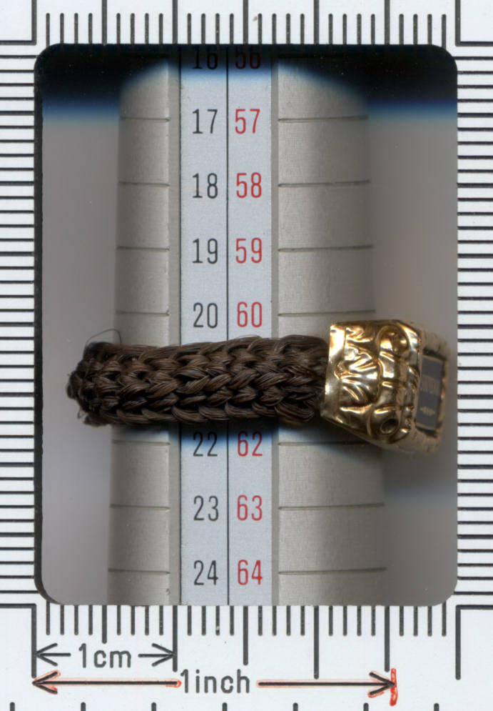 Antique gold enamel ring human hair souvenir Victorian jewelry